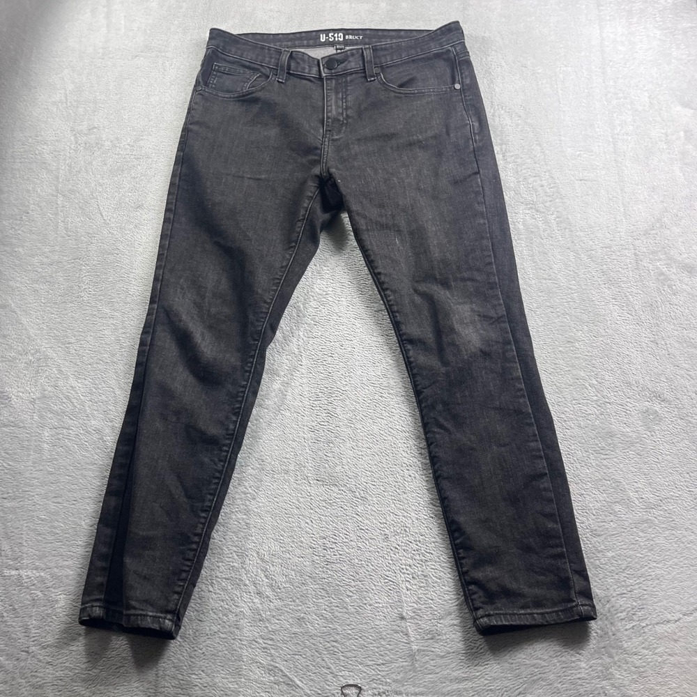 U-510 Bruce Mens Slim Straight Jeans Faded Black Denim Size 32x27